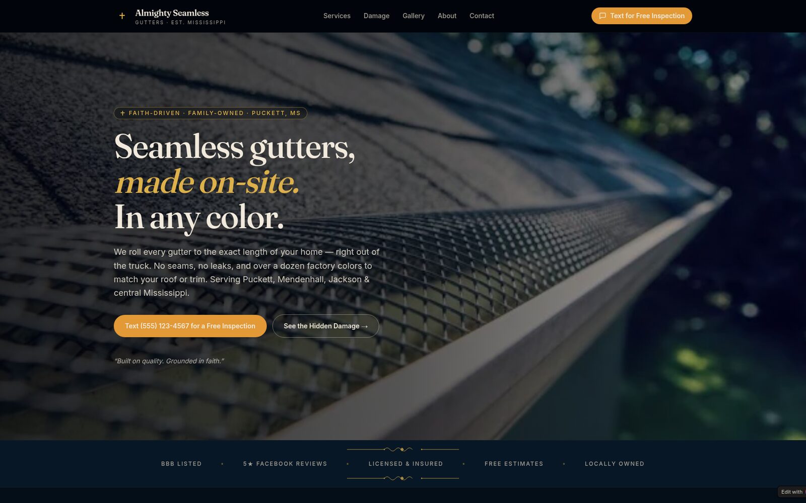 Gutter Vision Pro: client website build for a gutter contractor